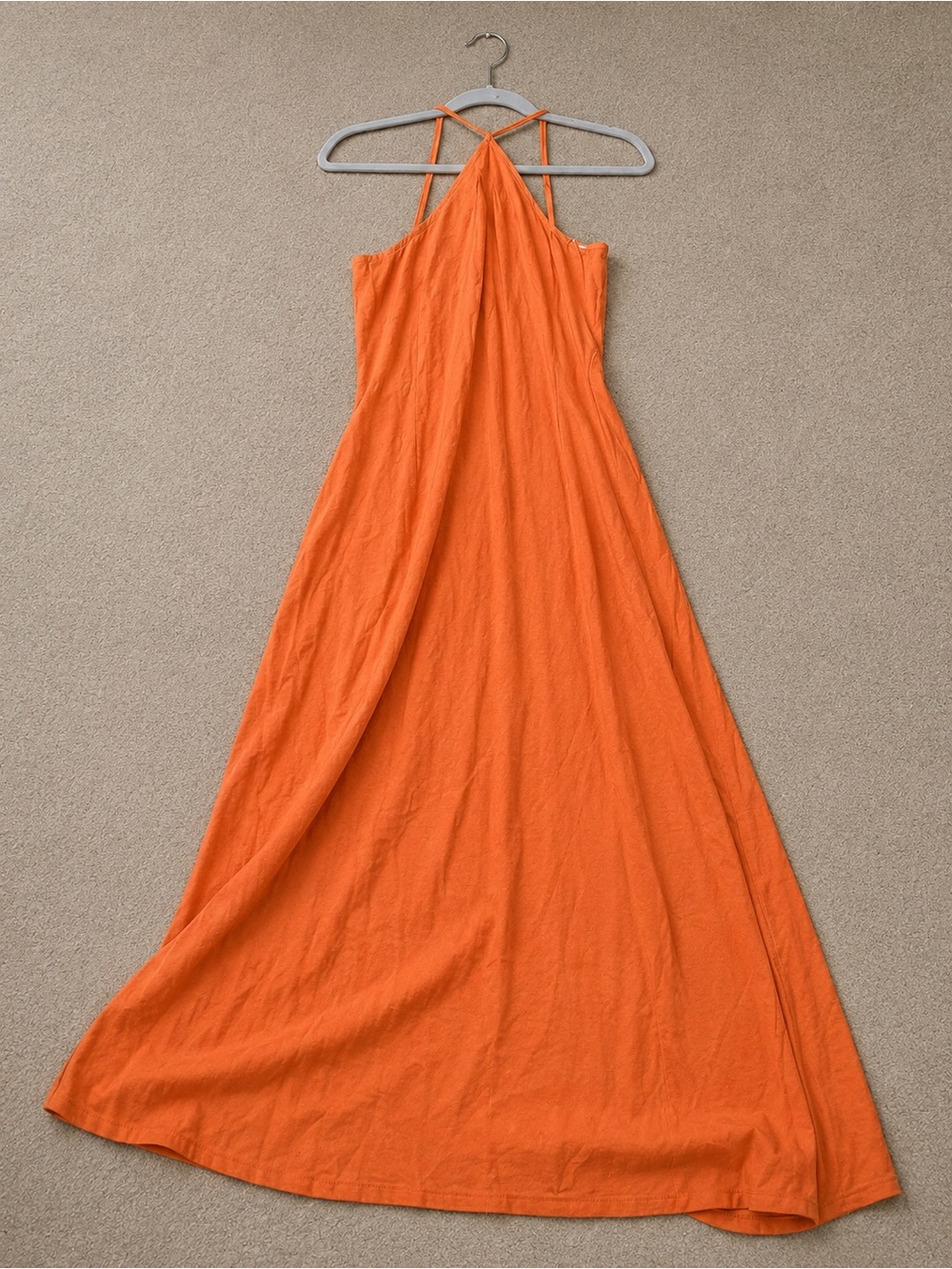 Madewell Orange Halter-Neck Maxi Dress